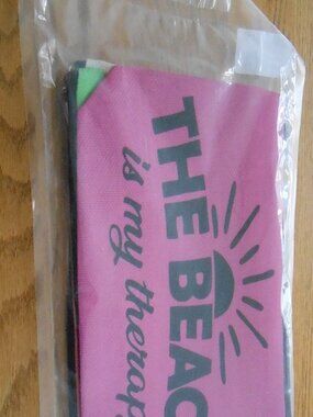 The Beach Is My Therapy 10"x7" Makeup Bag Set of 4-Pink, Green,Salmon,White NEW